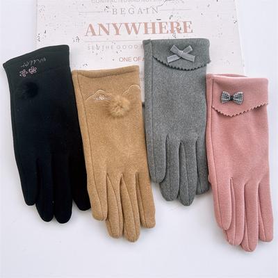 New Autumn and Winter Thermal Gloves Rabbit Velvet Fabric Touch Screen Gloves Outdoor Riding Driving Casual Student Gloves