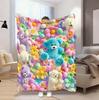 1pc Teddy Bear Floral Egg Pastel Print Flannel Blanket Soft and Comfortable, All-Season Blanket, Suitable for Travel Blankets