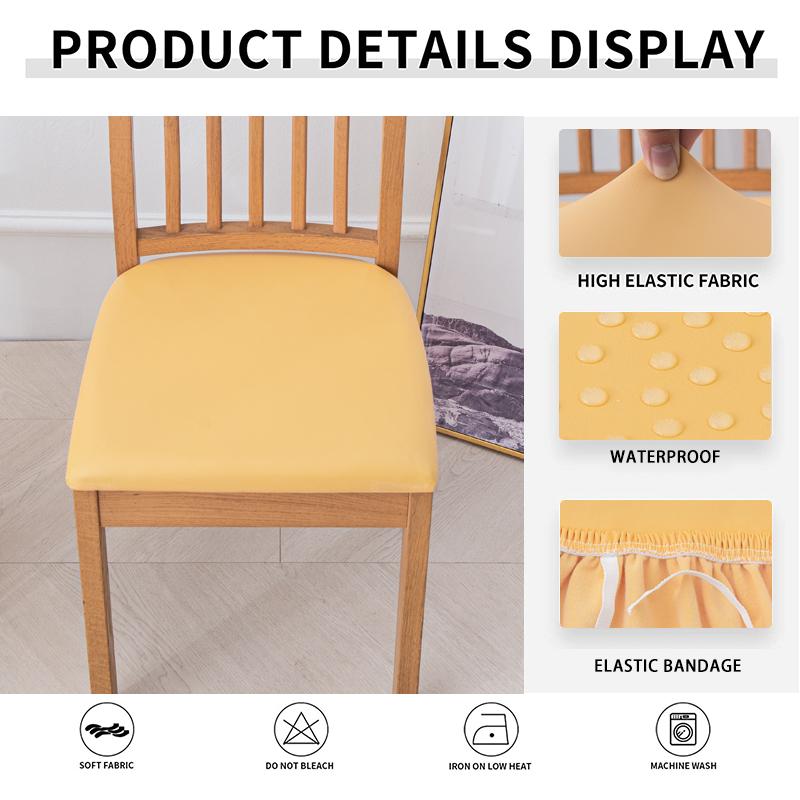 Waterproof Chair Seat Covers Pu Leather Dining Room Chair Cover, Stretch Chair Cover For Dining Room Chair Slipcover For Kitchen