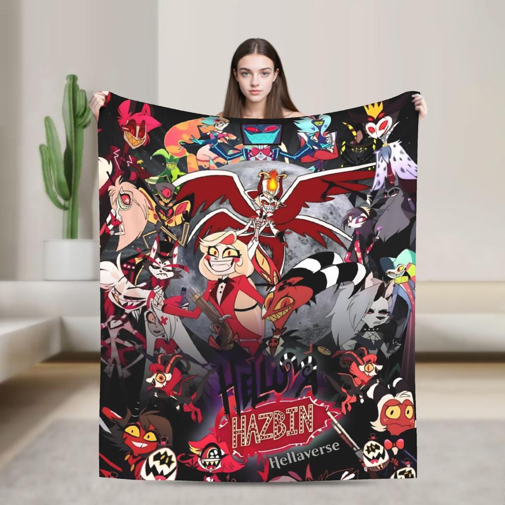 Alastor Game VOX H-Hazbin Hotel Blanket Airplane Travel Flannel Bedding Throws For Living Room Super Warm Bedspread Gift