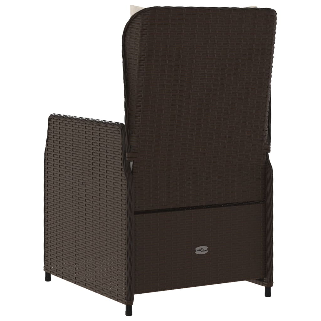 Garden Chair Set 2 pcs Adjustable Brown Poly Rattan