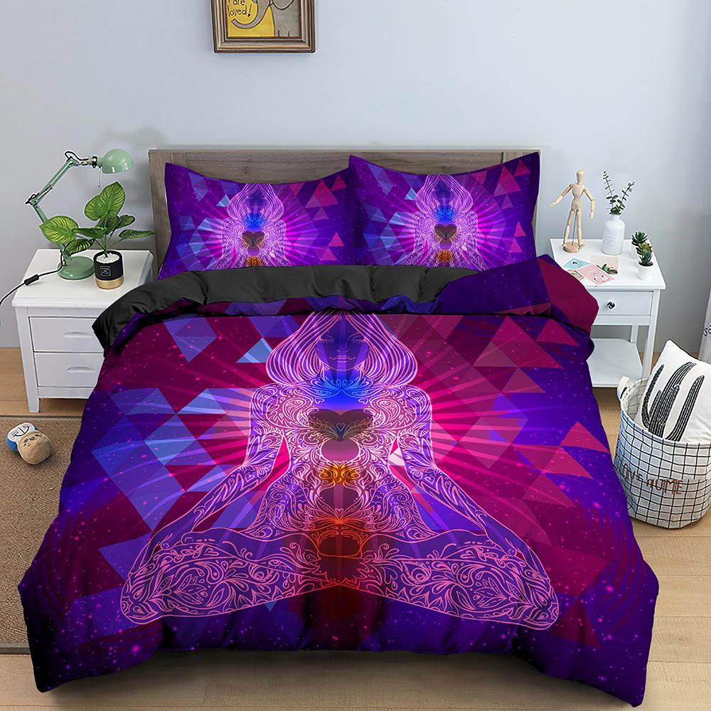 Colorful Seven Chakras Buddha Mandala Duvet Cover Indian Buddhism Theme for Women Men Teens for Bedroom Decorations Queen King