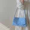 Korean Version of Autumn and Winter Niche Texture Blue Chain Flip Bag Canvas Bag Versatile Armpit Free Shipping Bag Women