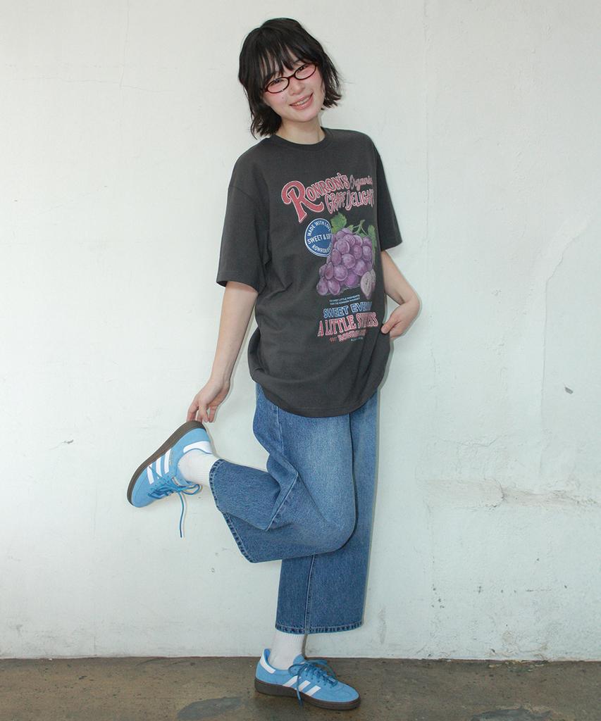 RONRON Vintage Grape Over Fit T Shirt Charcoal
