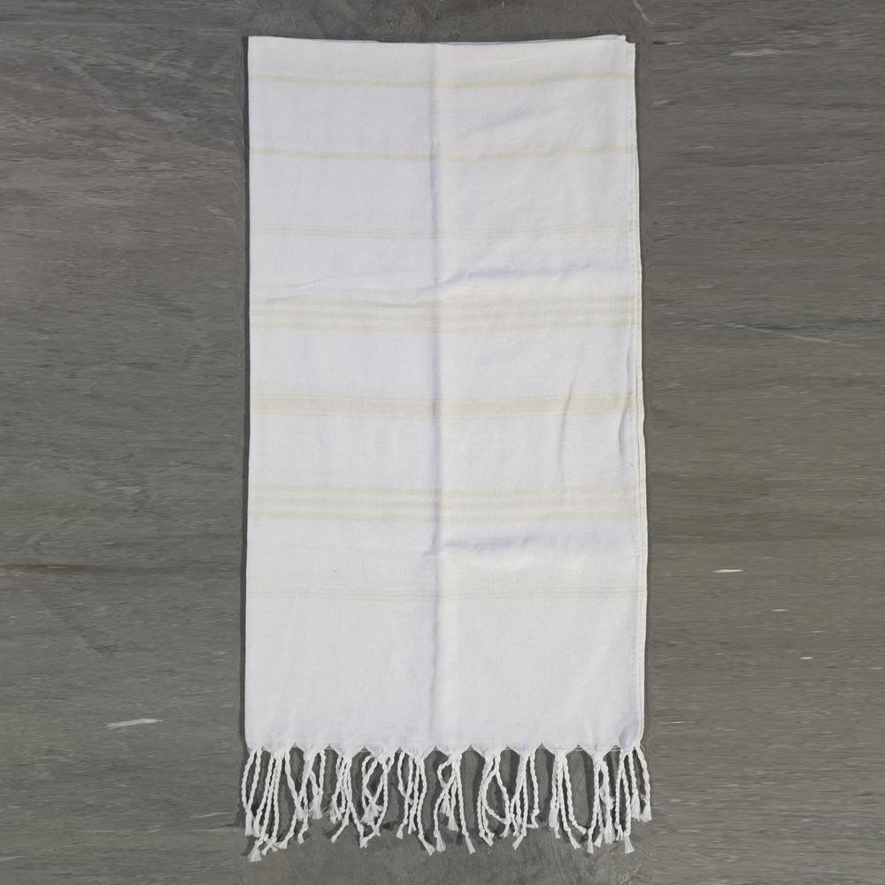 Woven Cotton Blanket Outdoor Blanket Foreign Trade  Beach Towel Color Bath Towel Tassel Striped Polyester Cotton Beach Towel