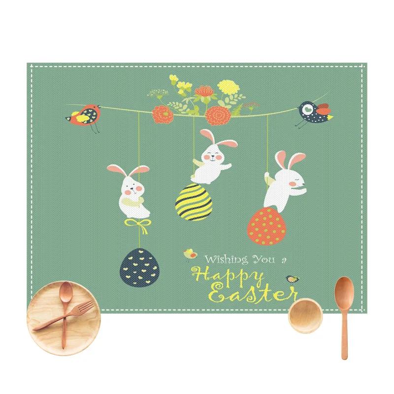 1PC Cartoon Rabbit Placemat Dining Table Decor Linen Tableware Coaster Kitchen Pads Accessories For Kids Birthday Party Easter