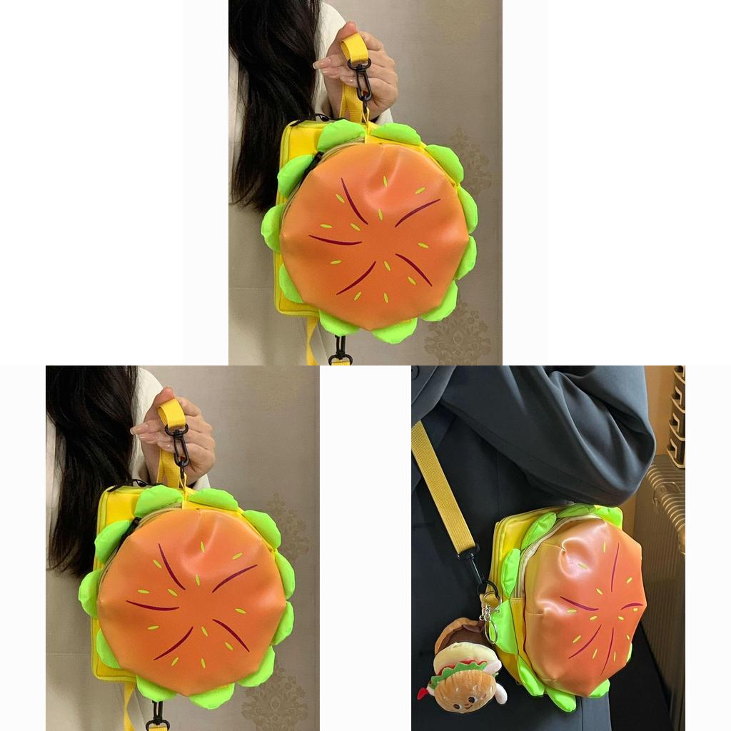 Burger Shape Pu Mini Crossbody Bag With Zipper For Casual Daily Use