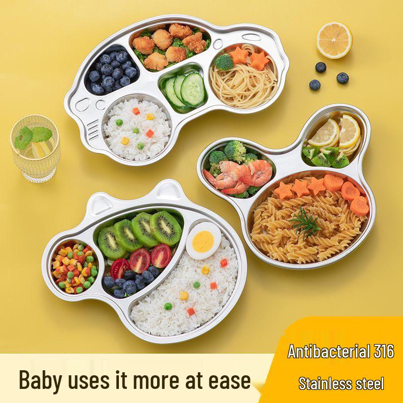 316 Stainless Steel Children's Divided Plate - Food Grade Infant Tableware for Boys & Girls