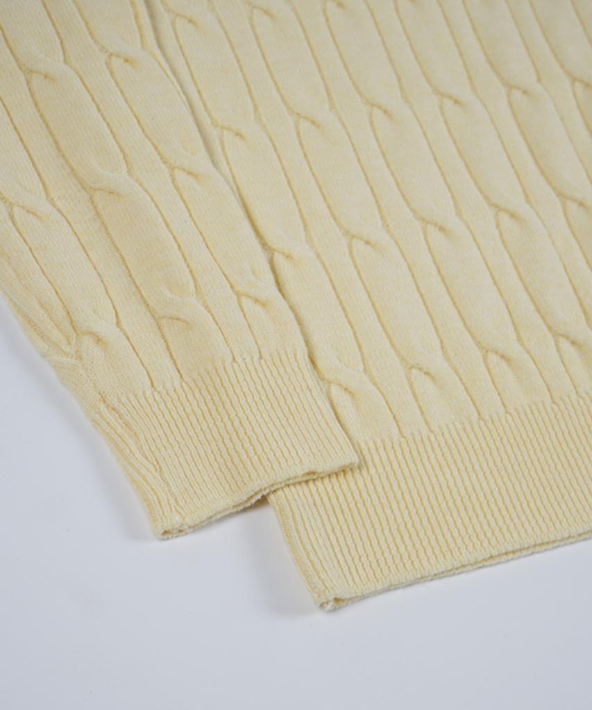 BIRBANTE Soft Washable Cable Round Knit - Light Yellow
