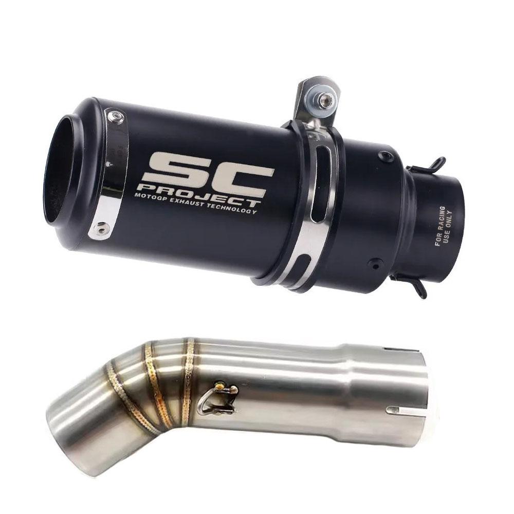 Black / Silvery / Carbon / Blue Exhaust Pipe With Motorcycle Muffler Mid Link Pipe For Yamaha FZ-8 Fazer 800 FZ8 / S / N 10-15