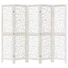 5 Panel Room Divider White Solid Wood Paulownia