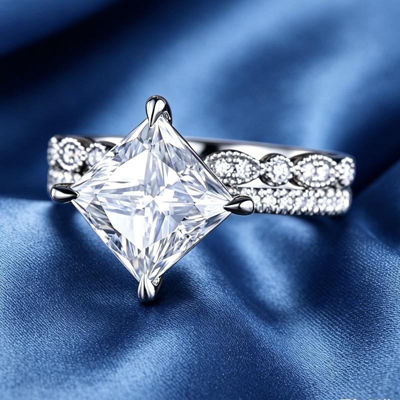 Strictly Selected New Products, Women's Diamond Rings, Simple Square Diamond Accessories, European and American Couples' Rings