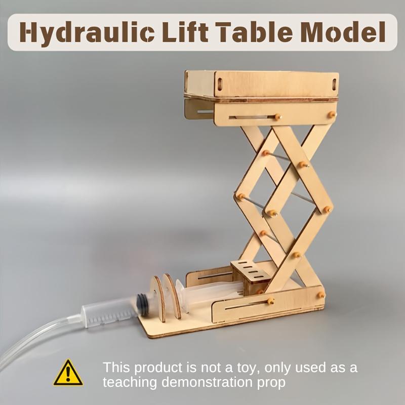 1 Set Wooden Air Pressure Lift Model Kit DIY Educational Science Experiment Prop Pneumatic Hydraulic Elevator Demonstration Tool. White