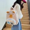 Plush Cartoon Capybara Backpack With Front Pouch For Teen School Travel