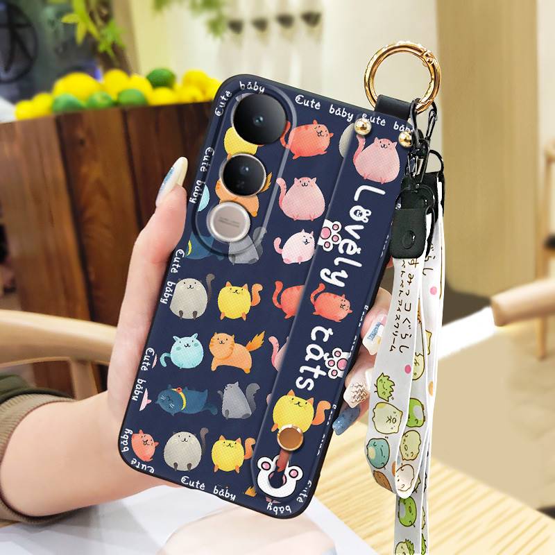 Anti-knock Dirt-resistant Phone Case For VIVO V50 Lite 5G Global Back Cover Wristband Silicone Kickstand Waterproof Cute