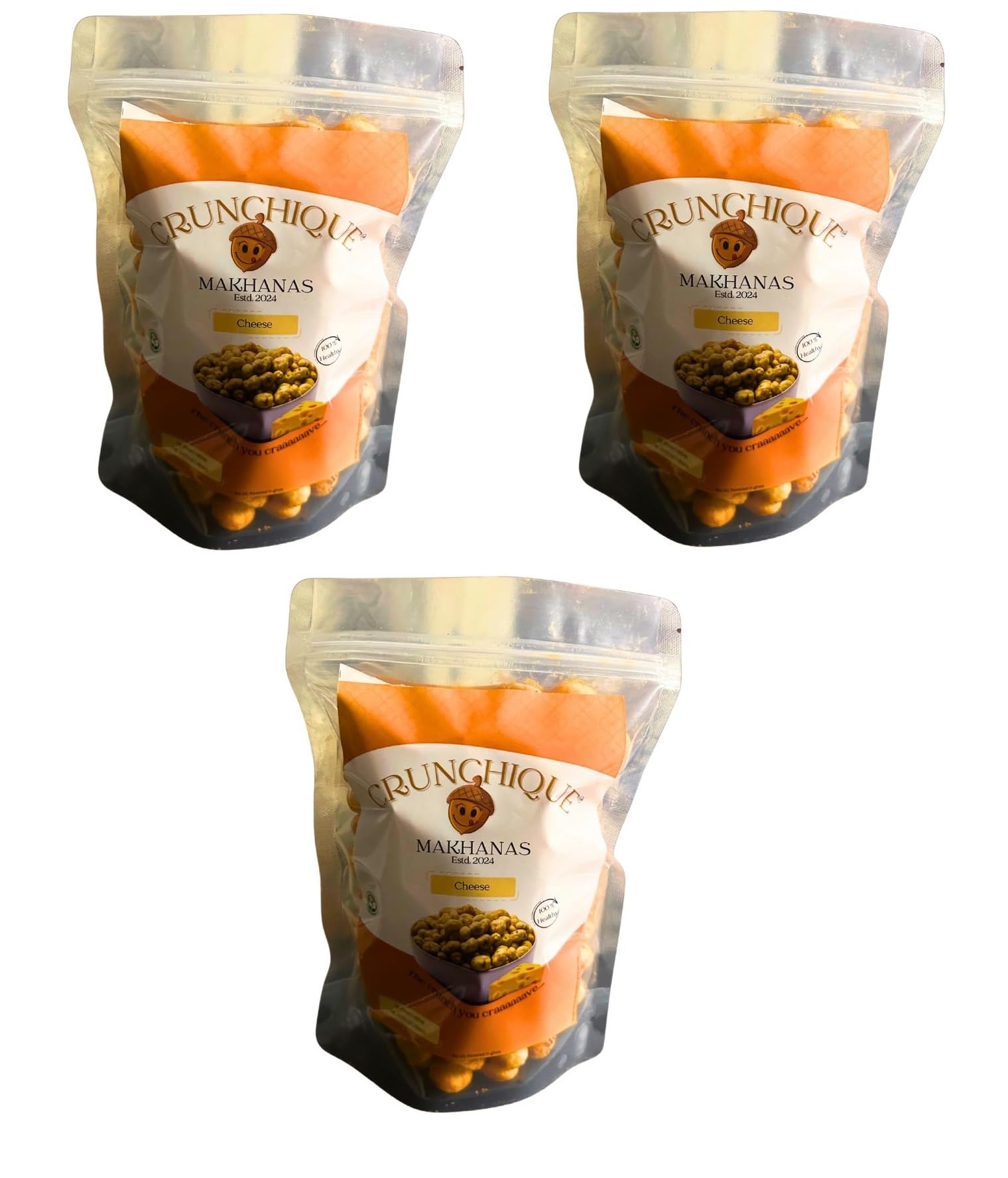 

Crunchique Ghee-Roasted Cheddar Cheese Makhana | Protein-Rich Superfood | Gluten-Free | MSG-Free | Zero Trans Fat | No Artificial Flavors | 100g