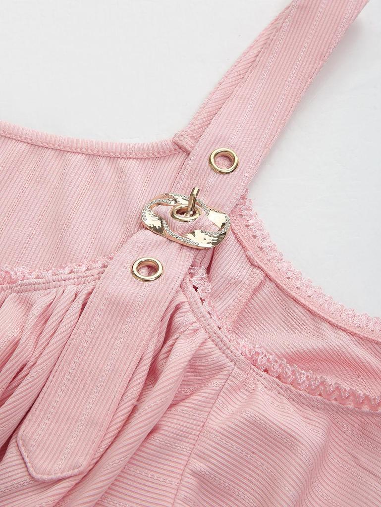 Rosegal Übergröße Twist Jacquard Gerippt Texturiert Spitzenbesatz Schnalle Ösen Kalte Schulter Top