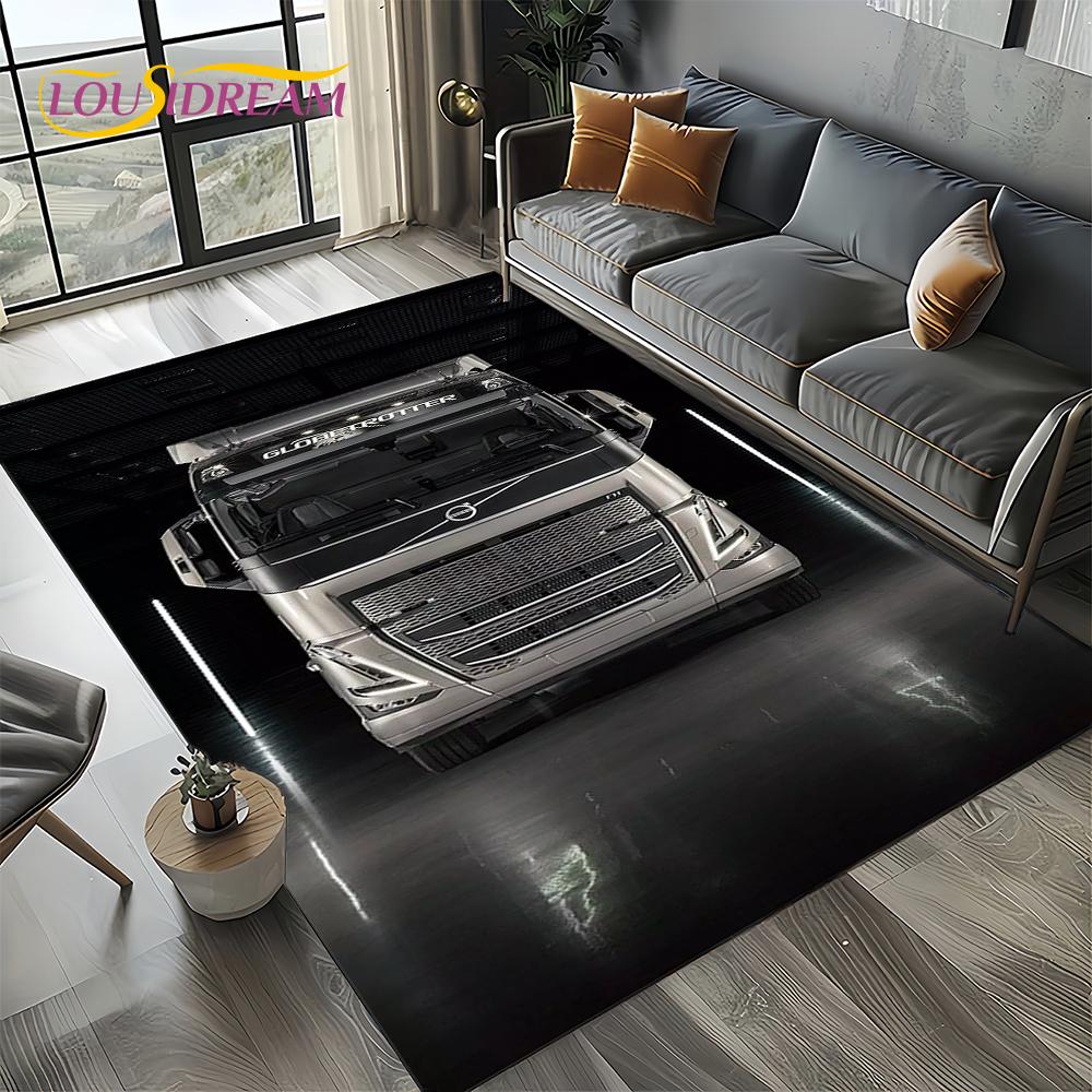 3D Print Volvo Truck Lorry Motorcycle Carpet Rug for Living Room Bedroom Home Sofa Decoration,kids Area Rug Non-slip Floor Mat
