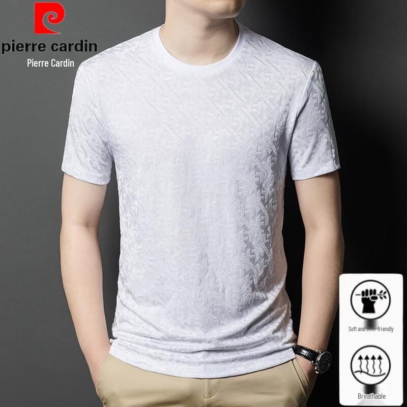 

Pierre Cardin Men s 2026 Jacquard Ice Silk Round Neck T-Shirt 2XL