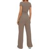 Women's 2 Piece Outfit Short Sleeve T-Shirt Wide Leg Pants Casual Tracksuit 