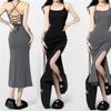 Pure Desire Suspender Hip Dress Spice Girls Summer New Tight Sexy Backless Split Long Dress Stepmom Skirt
