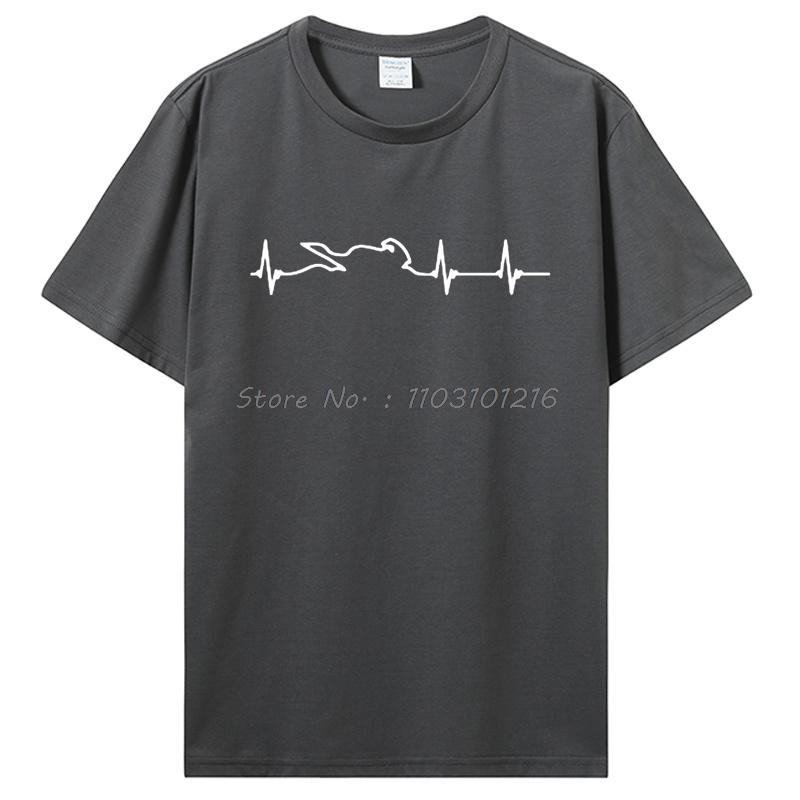 Heart Electrocardiogram Of Motorcycle Race Players T-shirt Summer Funny Cotton Male Oversized Tshirt Men's Clothing Tops