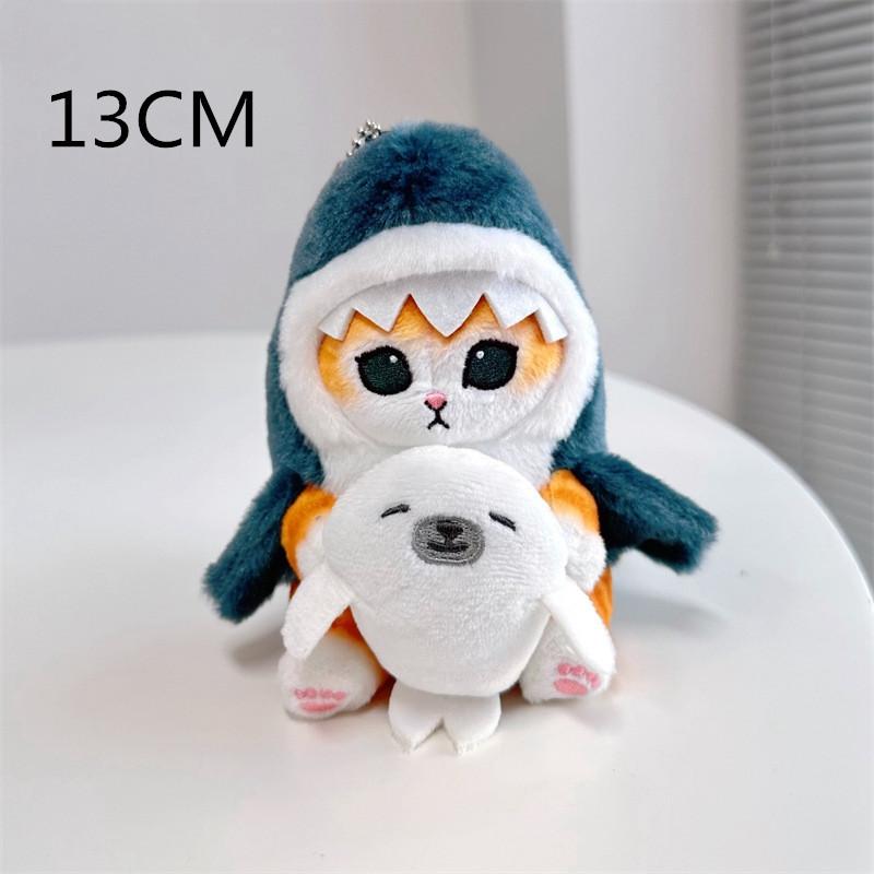 Cartoon Cute Shark Fried Shrimp Cat Plush Doll Pendant Charm Package Pendant Gifts