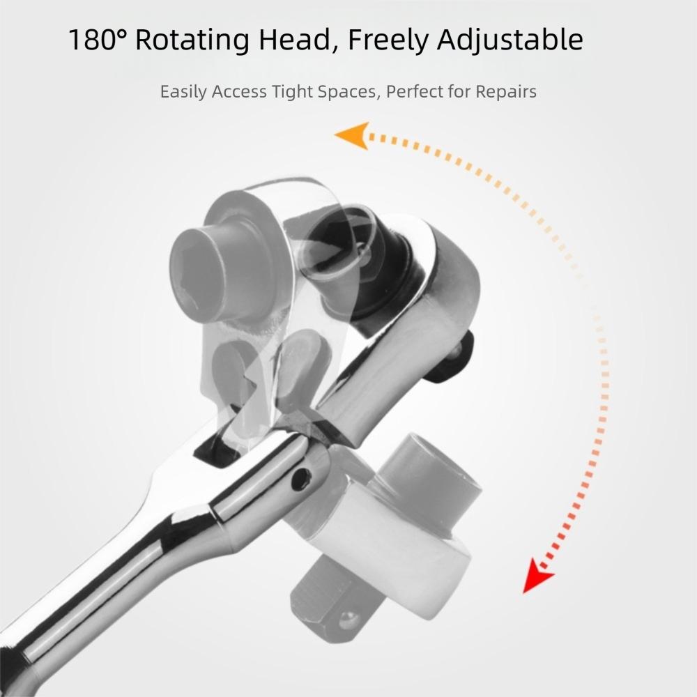 Round Handle Ratchet Wrench 1/4 Inch Double Head Ratchet Durable Quick Spanner Tool  DIY Projects