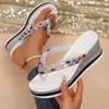 Women Sandals Fashion Clip Toe Platform Sandals Woman Colorful Beaded Wedge Sandals Flip Flops Summer Thick Sole Beach Shoes