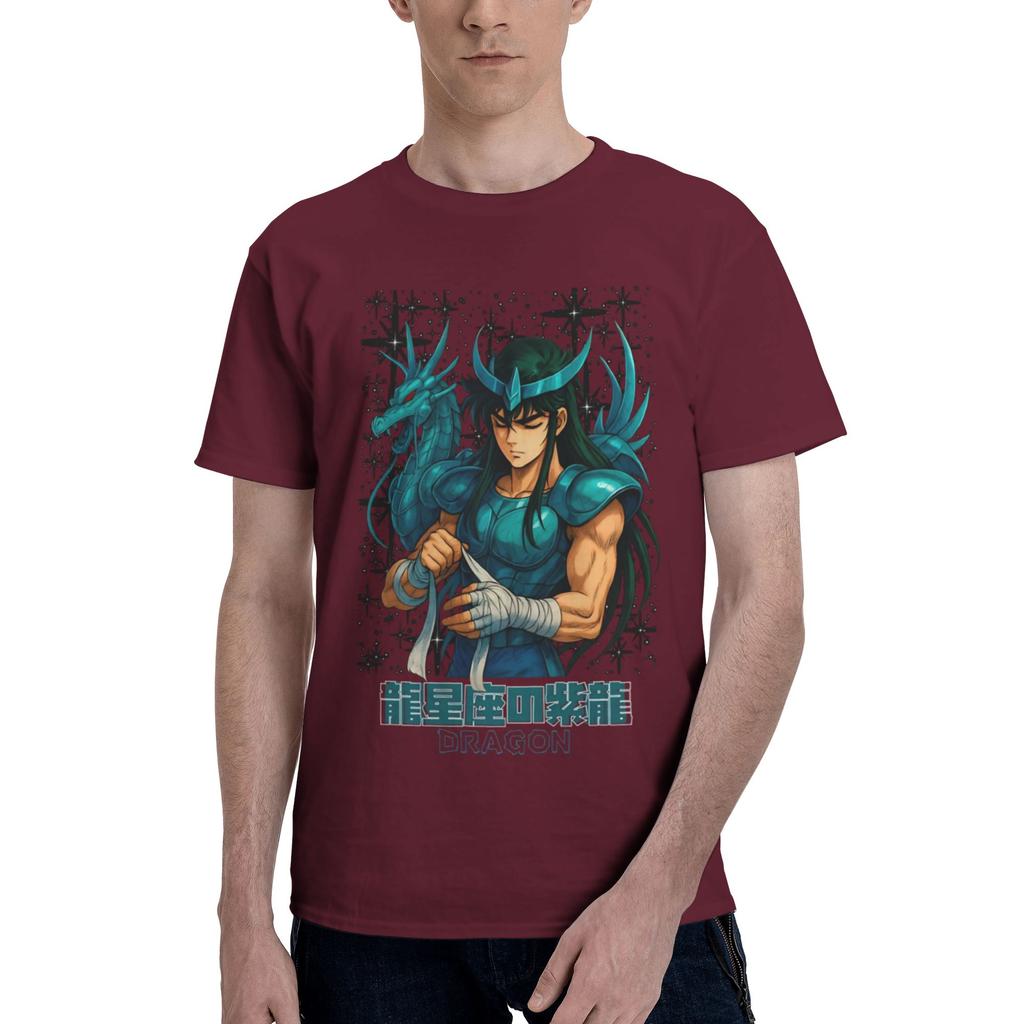 SHIRYU NO DRAGON Mens T Shirt Saint Seiya Hipster Tee Shirt Short Sleeve Crew Neck Cotton Summer Clothing TShirt