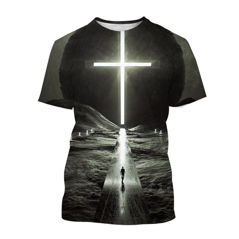 Christian God Jesus T-shirt 3D Printed T Shirt Men Short Sleeves Round Neck Oversized Classic Tee Vintage Women Street Clothing
