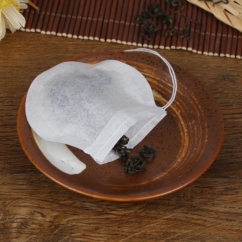 100Pcs White Round Tea Bags Empty Filter Paper Teabags With String For Herb Tea