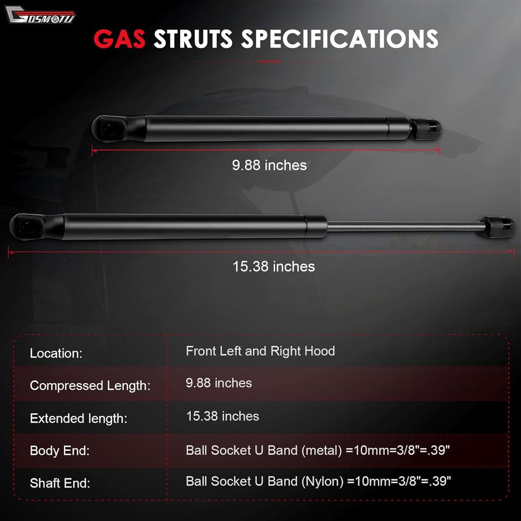 Front Hood Lift Supports Struts Shocks Gas Springs Replacement Parts Compatible with 6478 for 2009-2014 for Nissan Maxima