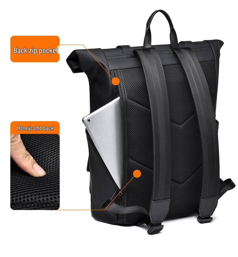 Mångsidig ryggsäck med stor kapacitet i enfärgad design för daglig pendling och resor