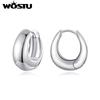 WOSTU Huge Statement Wedding Hoop Earrings Women's White Gold Plated Metal Ear Hoops Pendientes Geometric Party Jewelry Gift