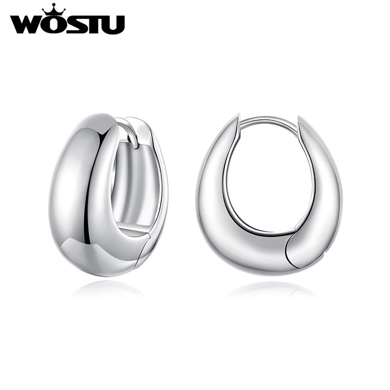 WOSTU Huge Statement Wedding Hoop Earrings Women's White Gold Plated Metal Ear Hoops Pendientes Geometric Party Jewelry Gift