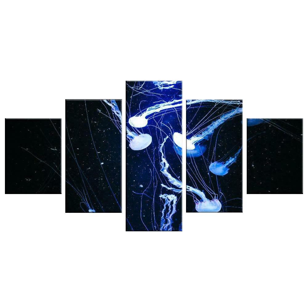 Canvas Wall Art 5 Piece Posters Marine Life Jellyfish Modular Pictures Modern Wall Mounted Decor Prints Home Room Decoration