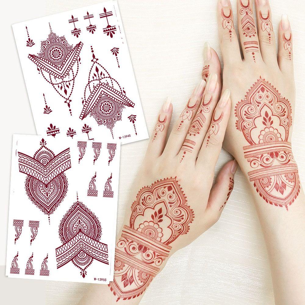 9pcs Indian Style Hand Tattoo Stickers Lace Hollow Temporary Tattoos Set Lace Fake Tattoos Thigh