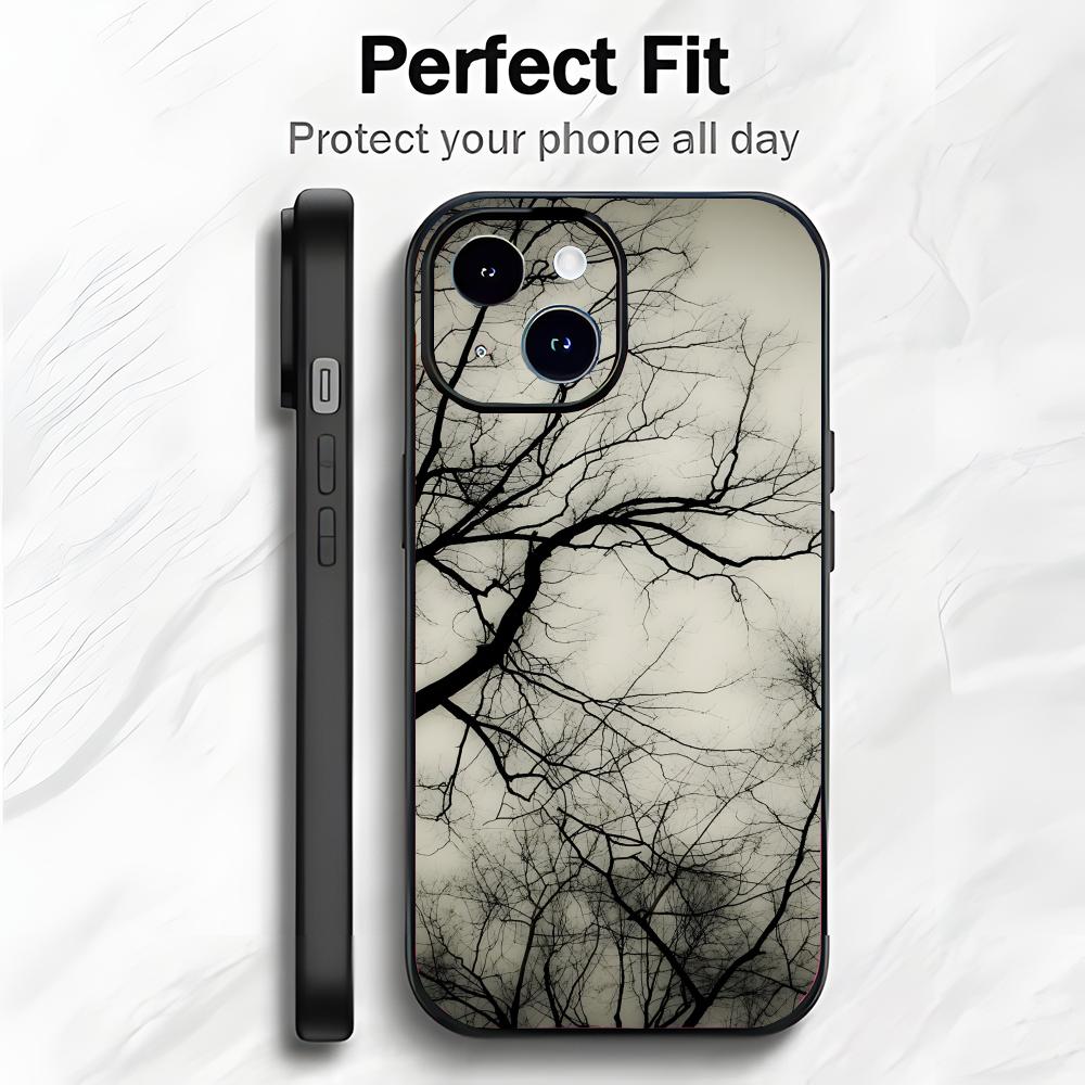 Sketch Black Tree Branches Art Phone Case Phone Case Soft Packaging Lightweight For iPhone17 16 15 14 13ProMax