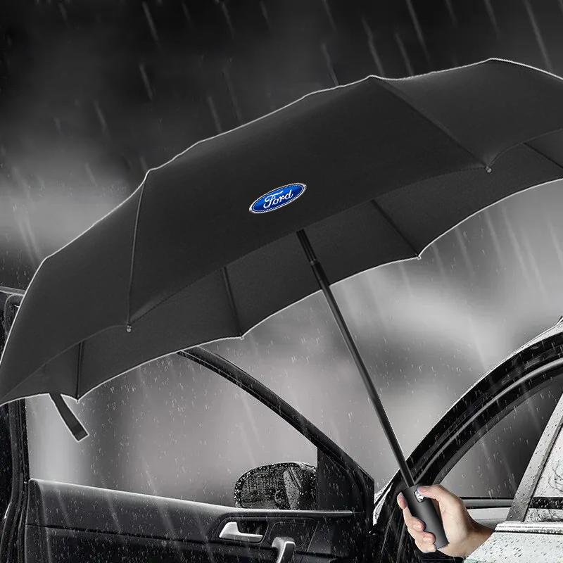 Folding Automatic Umbrella Rain Car Large Business 3Folding Umbrellas For Ford F150 Focus Ranger Fiesta Transit Mustang Mondeo MK2 MK3 Fusion