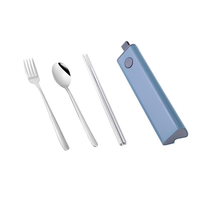 304 Stainless Steel Spoon Fork Chopsticks Cutlery Set Portable Dinnerware Kit Lunch Tableware with Box Travel Kitchen Accessories