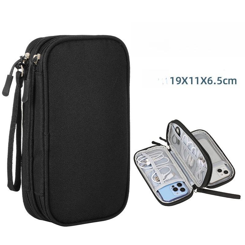 Double Layer Data Cable Storage Pouch Cross Border Hot Sale Travel Charger Organizer Handheld Compact Bag