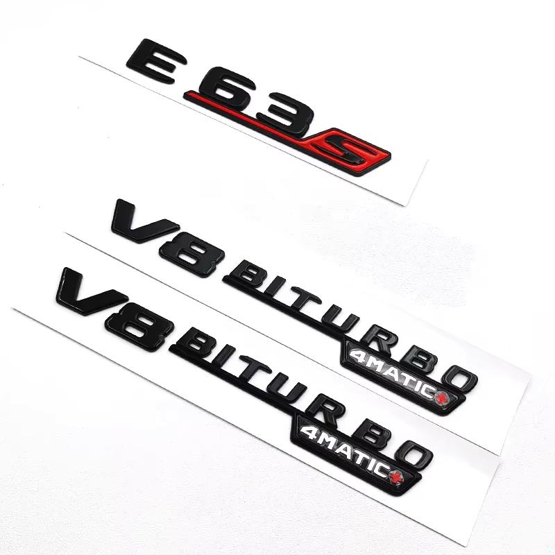 ABS Negro Letras con Logo E63S V8 BITURBO 4MATIC Insignia Emblema de Maletero de Coche Pegatina Para Mercedes Benz AMG W212 W213 Accesorios TN2