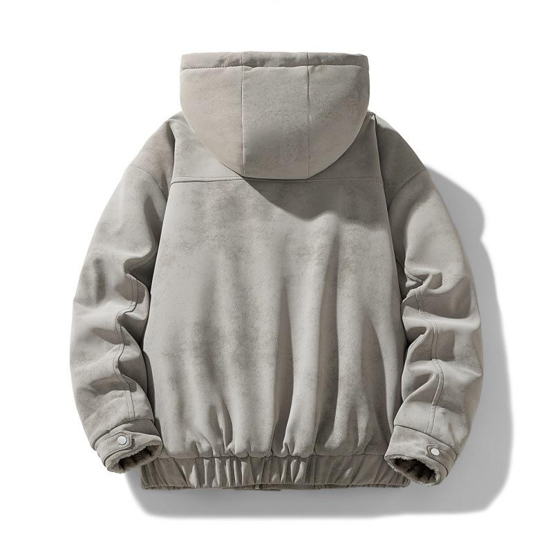 2025 Winter Men's Hooded Cotton Jacket with Faux Rabbit Fur: Thick, Warm, Double-Sided, and Loose-Fit