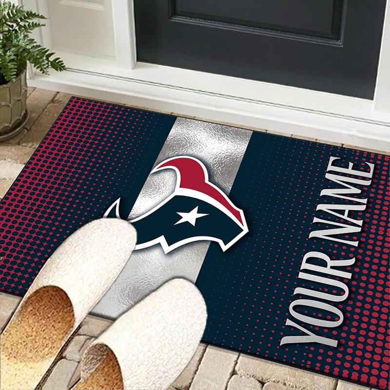 Custom NameHouston-Texans Artwork Carpet, Indoor Rug, Chair Rug, Living Rooms, Doormat Made From Polyester Home Decor Birthday Christmas Gifts