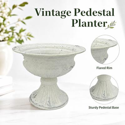 Rustic Vase, Vintage Distressed Tall Planter for Outdoor Garden Succulents, Decorative Flower Holder