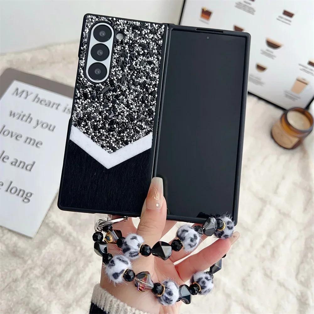 Wrist Strap Phone Case for Samsung Galaxy Z Fold 6 5 4 Fold6 Fold5 Fold4 Fold3 5G Plastic Hard Shell Protective Cover