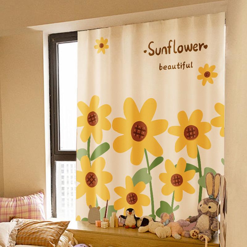 Velcro Curtains Are Easy To Install Without Punching Holes, Small Windows Are Blocked, Self-Adhesive Rental Rooms Are Short Pastoral