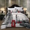 3D Print Bed Linen Set London City Landscape Big Ben Red Phone Cell Bus Print Bed Set Set Quilt Duvet Cover + Pillow