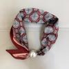 Artistic Chic Lazy Scarf Lightweight Polyester Pearl Decoration Scarf Pearl Tail Convenient Silk Scarf Daily Wearing